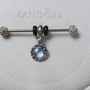 Pandora Blue Topaz Vintage Silver Cool Breeze Dangle Charm (2 Listed Separately)
